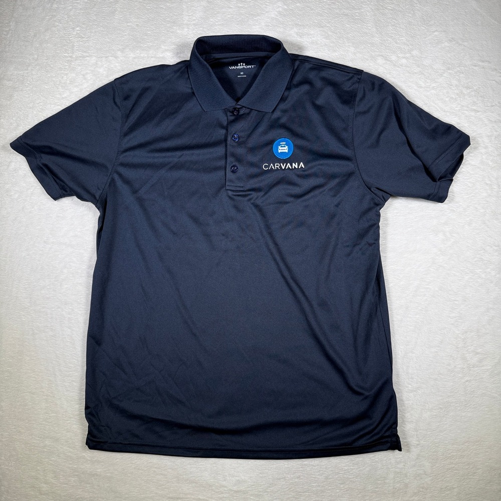 CARVANA Polo Shirt Mens Medium Navy Blue‎ Short Sleeve VANSport Work Uniform